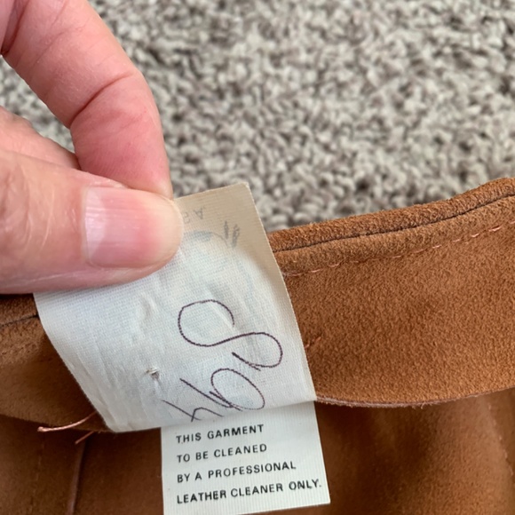 Vintage Genuine Suede Leather Skirt | Adjustable S-M Size | Rust Color - Picture 3 of 5